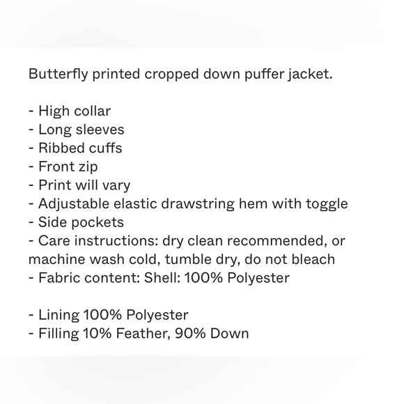 Cynthia Rowley Butterfly Puffer Coat - Picture 5 of 5